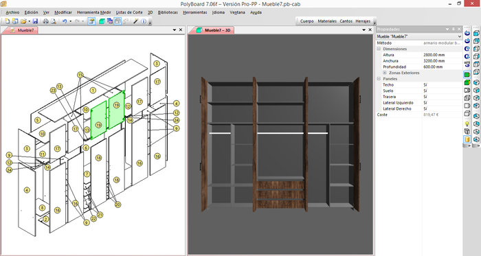 Armario con puertas batientes en Polyboard