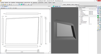 Vista plano con angulos de corte en Polyboard